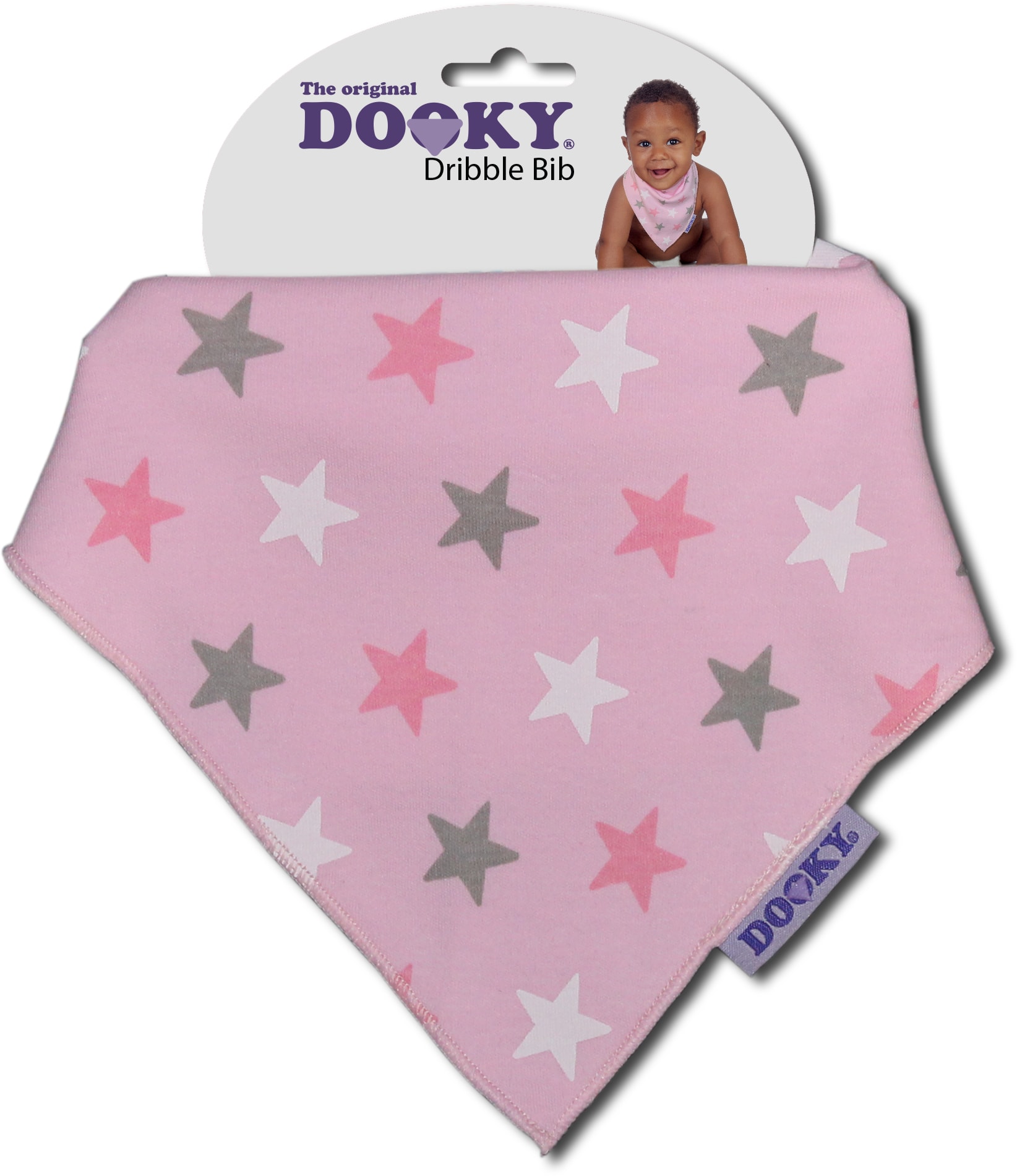 Dooky Dribble Bib Pink Stars